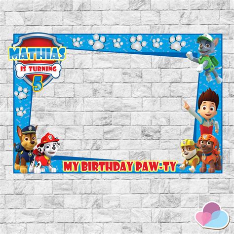 Paw Patrol Birthday Photo Frame With Paw Patrol Characters