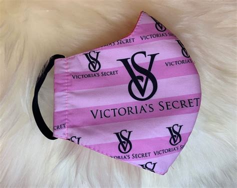 Designer Face Mask Victorias Secret Inspired Black Logo Design Pink Cotton Face Mask Breast