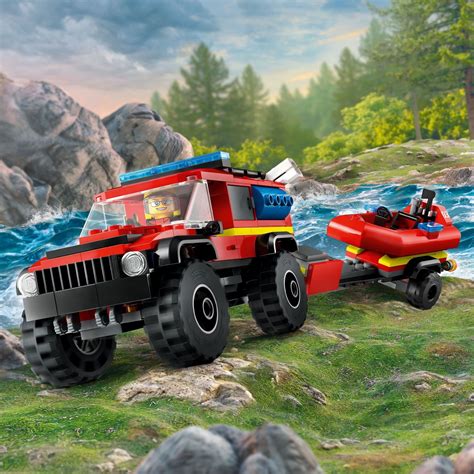 Lego® City Fire 4x4 Fire Truck With Rescue Boat Imagination Toys