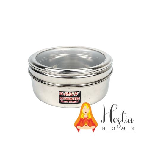 jual tempat makan stainless steel bulat tutup kaca tempat makan tahan