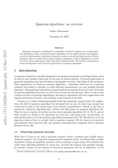 (PDF) Quantum algorithms: An overview