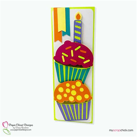 Slimline Cupcake Birthday Card My Scrap Chick