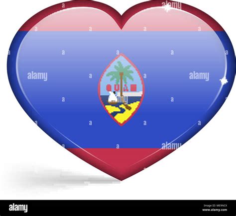 Banderas de Guam en forma de corazón con reflejos en los bordes