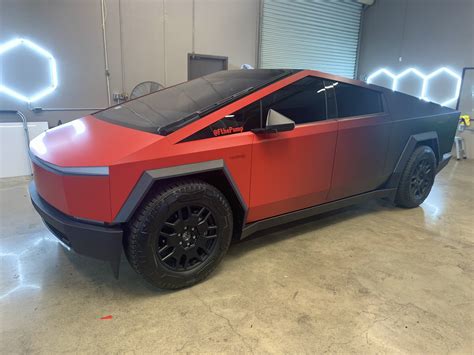 Red to Black transition wrap on Cybertruck | Tesla Cybertruck Forum ...