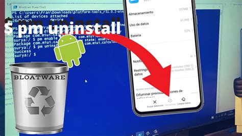 Desinstalar Aplicaciones de Sistema a través del PC Se eliminan