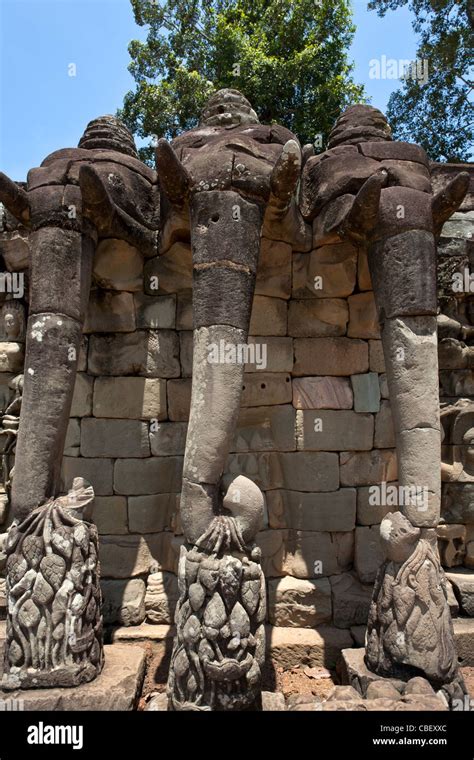 The Elephants terrace. Angkor Thom. Angkor Temples. Cambodia Stock Photo - Alamy