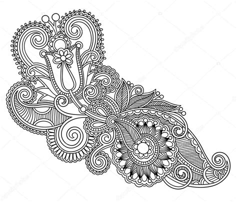 Original Hand Draw Line Art Ornate Flower Design Ukrainian Trad ⬇ Vector Image By © Karakotsya