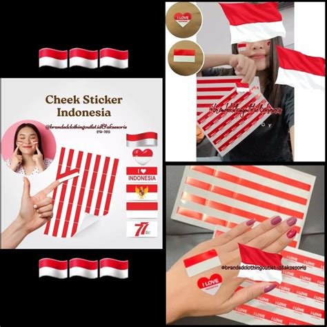 Jual Perlembar Tempelan Stiker Pipi Bendera Merah Putih Stiker