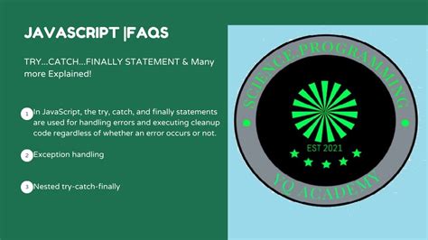 Javascript Tutorial Try Catch Finally Statement Youtube