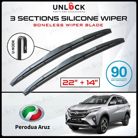 UNLOCK Perodua Aruz Car 3 Section Mugen Silicone Wiper Blade 22 14