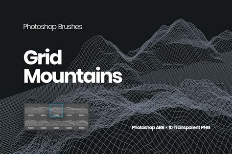 Grid Mountains Photoshop Brushes - Design Template Place