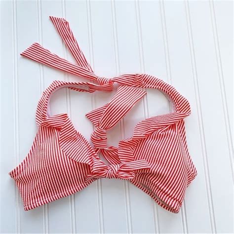 Jessica Simpson Swim Jessica Simpson Striped Ruffle Seersucker Tie