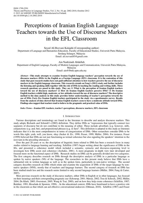 Pdf Perceptions Of Iranian English Language Teachers Towards The Use