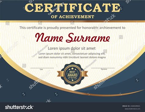 Vector Blue Gold Certificate Template Stock Vector Royalty Free 2164109421 Shutterstock