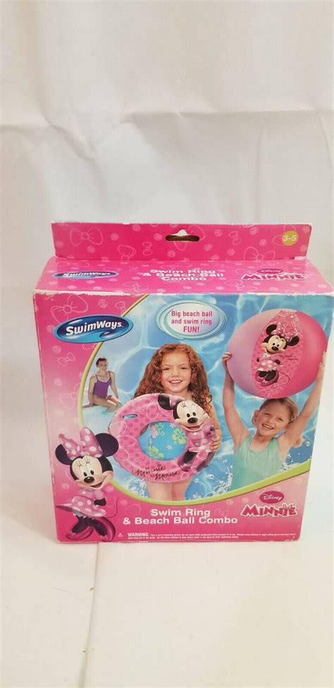 Disney Minnie Mouse Swim Ring And Beach Ball Set 3d Bonus Water Hops