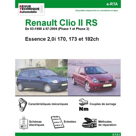 Revue Technique Renault Clio Ii Rs Rta Site Officiel Etai