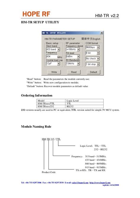 RF datasheet