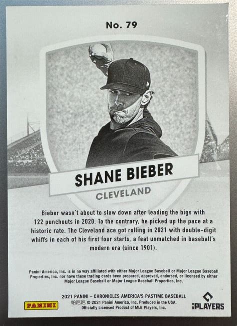 2021 Panini Chronicles America S Pastime 79 Shane Bieber Cleveland