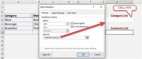 INDIRECT Function For Conditional Drop Down List Excel Microsoft