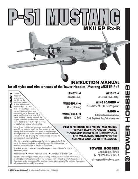 P 51d Mustang 150 Arf Manual Horizon Hobby 53 Off