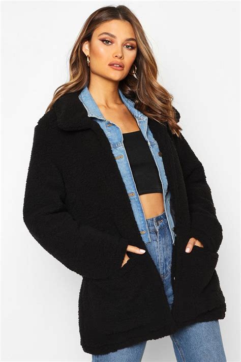 Double Pocket Teddy Faux Fur Coat Boohoo