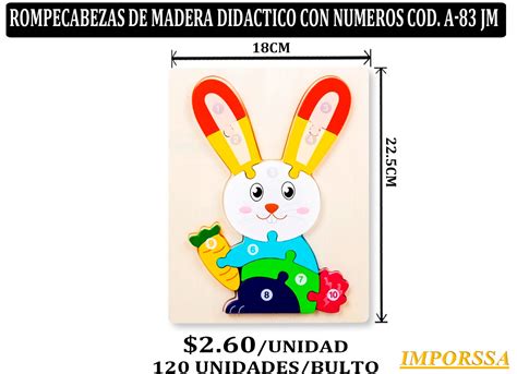 ROMPECABEZAS DE MADERA DIDACTICO CON NUMEROS COD A 83 JM Imporssa