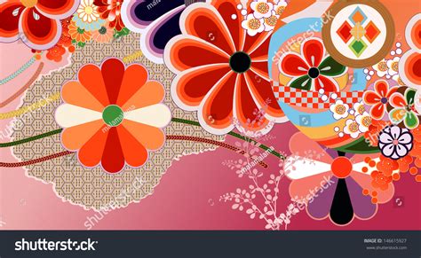 Traditional Kimono Design Elements Stock Vector Illustration 146615927 ...