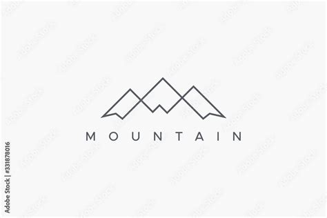 Outline Abstract Mountain Logo. Flat Line Vector Logo Design Template ...