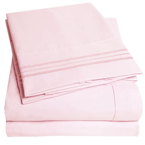 1800 Series 4 Piece Deep Pocket Bedroom Bed Sheet Set Twin Pale Pink