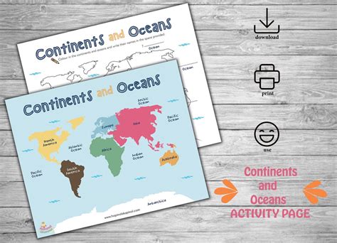 Activity Page Printable Continents and Oceans. Kids Activity Page ...