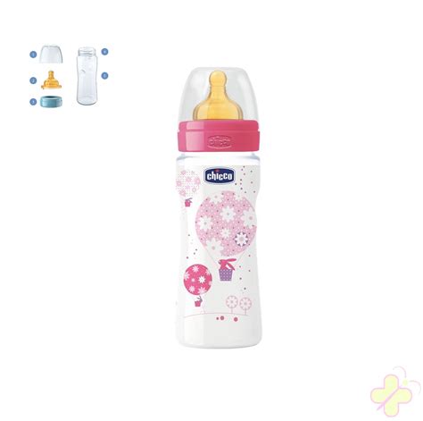 CHICCO Biberon Benessere 330 ml caucciù 4 mesi rosa Farmasanitaria