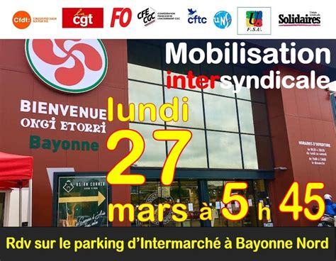 27 Mars Mobilisation Intersyndicale RV 5h45 CGT Nouvelle