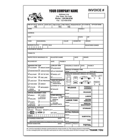 Free Printable Towing Receipts