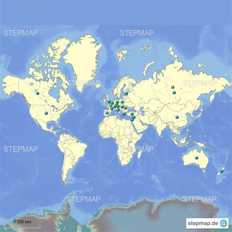 StepMap Standorte Landkarte für Welt