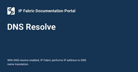 dns resolve ip fabric documentation portal