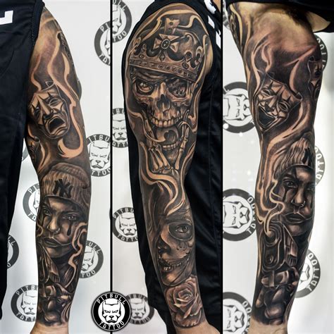 Chicano Full Sleeve Tattoo Sleeve Tattoos Black And Grey Tattoos Arm Sleeve Tattoos