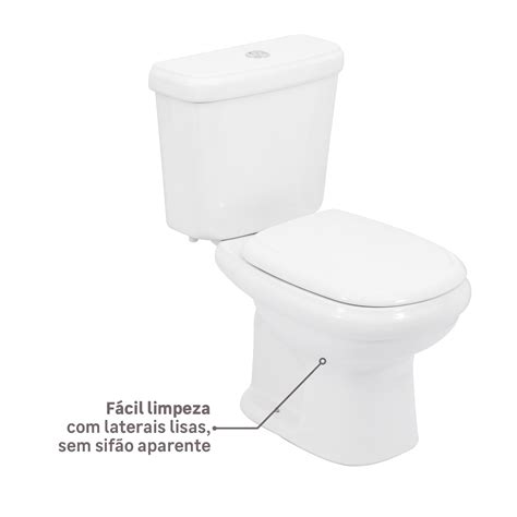 Kit Vaso Sanit Rio Caixa Acoplada E Assento Branco Duplo