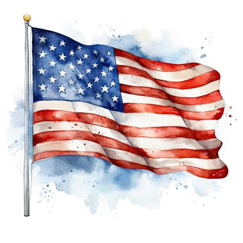 Premium Ai Image American Flag Watercolor Illustration Isolated On White Background