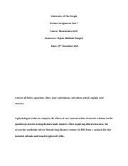 Written Assignment Unit Biostatistics Docx University Of The