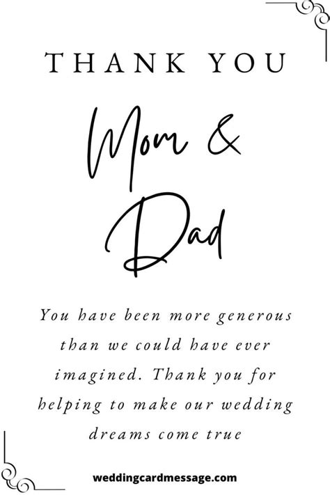 Wedding Thank You Notes to Parents (25+ Examples) - Wedding Card Message