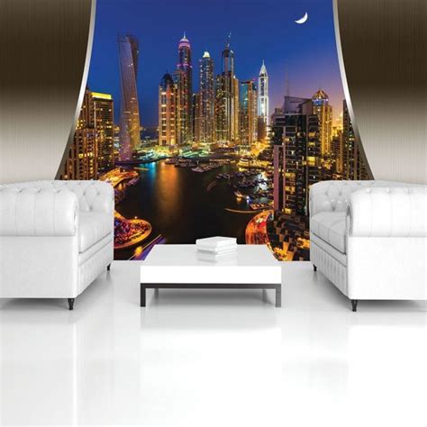 Fotobehang Vlies Behang Dubai Door Metalen Lijst D X Cm