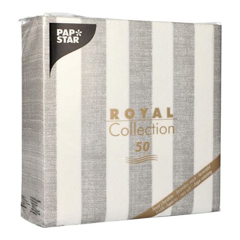 50 Servietten ROYAL Collection 1 4 Falz 40 Cm X 40 Cm Grau Lines