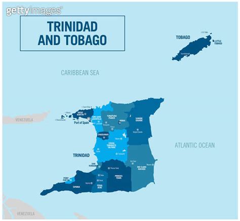 Trinidad And Tobago Country Island Political Map Detailed Vector