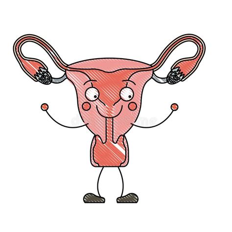 Color Crayon Silhouette Caricature Female Reproductive System Stock