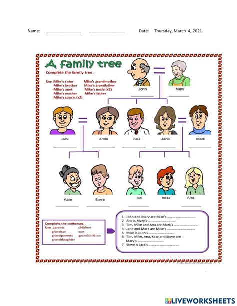 Family Tree Quiz interactive worksheet | Family tree quiz, Family tree ...