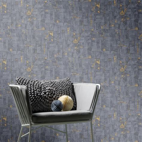 Tapete Vlies Putz Metallic Effekt Grau Gold