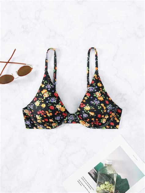 Shein Swim Vcay Floral Print Underwire Bikini Top Shein Usa