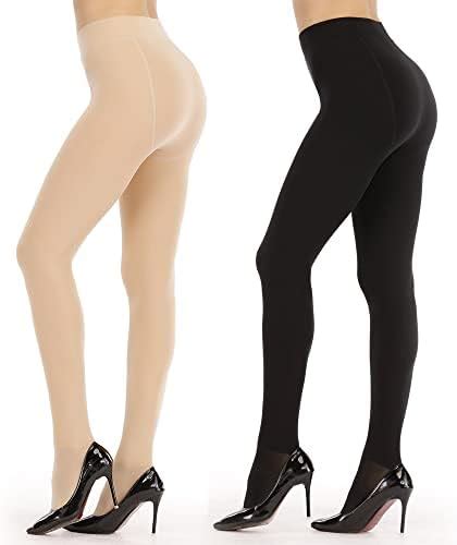 Arrusa Winter Thermal High Waist Opaque Tights For Women Fleece Lined