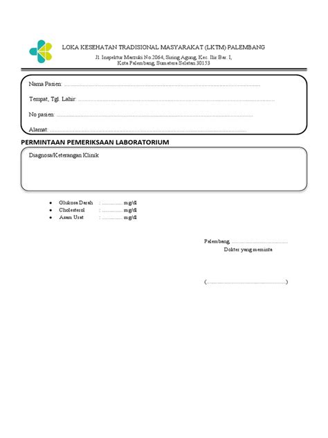 Formulir Permintaan Laboratorium Pdf