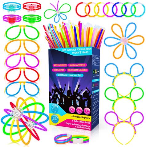 Amazon Millegu 230 Glow Sticks Bulk Party Pack 8 Glow In The